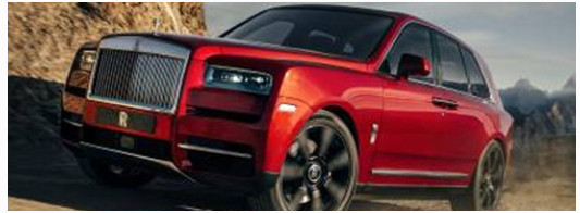 Billede fra myndighedens meddelelse af det tilbagekaldte produkt Rolls-Royce - Model: Cullinan. Årsag: OVERTRÆD.