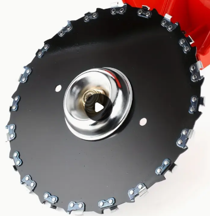 Billede fra myndighedens meddelelse af det tilbagekaldte produkt High-Speed 10,000 RPM Chain Saw Blade - Versatile Brush Cutter Attachment for Lawn Mowers. Årsag: OVERTRÆD.