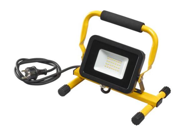 Billede fra myndighedens meddelelse af det tilbagekaldte produkt Projektør på stativ inkl. 20W LED-pære sort -. Årsag: OKTILTAG.